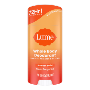 Lume Whole Body Deodorant - Clean Tangerine, 2.6 oz, Aluminum-Free, Hypoallergenic for Sensitive Skin